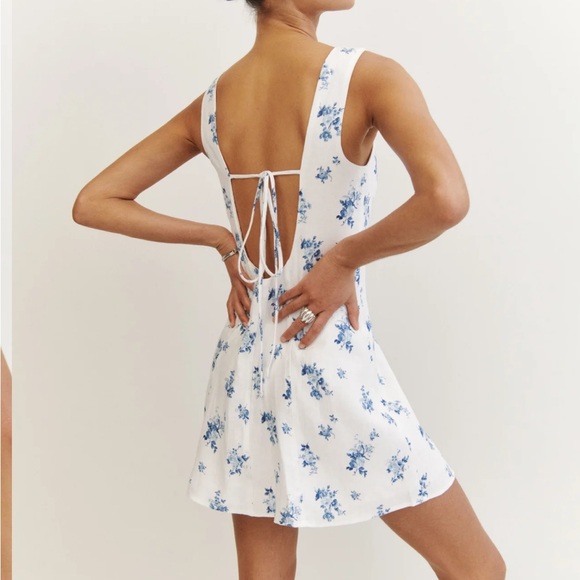 NWT Reformation Amorette Linen Mini Dress - Picture 4 of 6